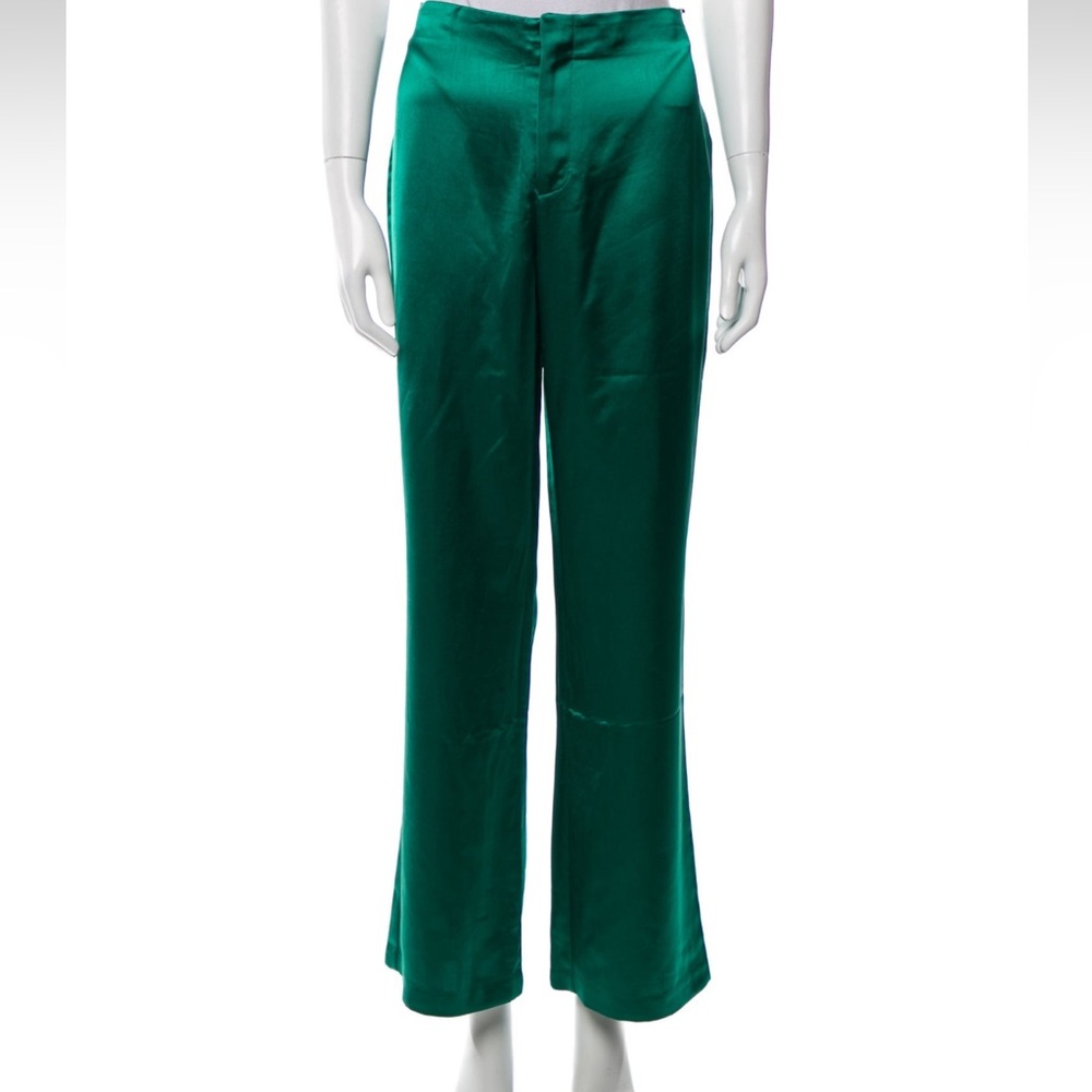 NWT Jason Wu Emerald Satin Trousers